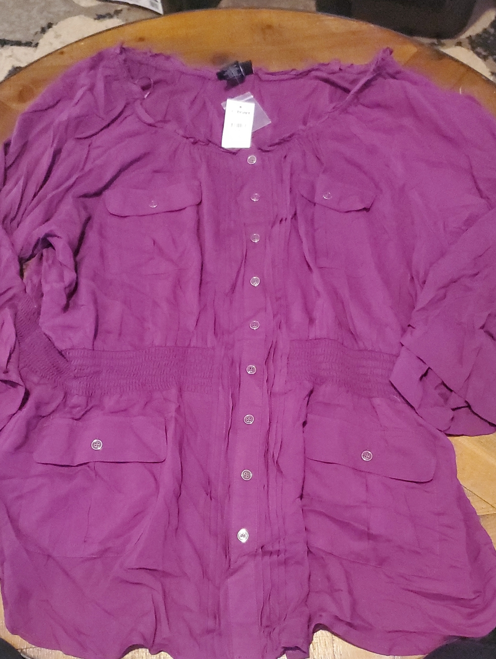 Lane Bryant Magenta Button-Front Utility Tunic